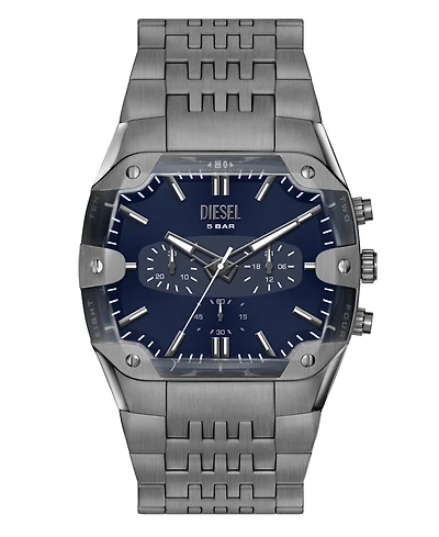 Diesel Men's Spiked Cushion Quartz Chronograph Gunmetal Stainless Steel Watch 45mm