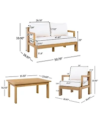 Streamdale Furniture Outdoor 4piece Acacia Wood Patio Chat Set