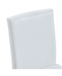 Streamdale Furniture Ergonomic White Pu Dining Chairs with Metal Legs