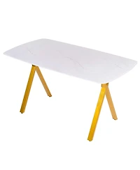 Streamdale Furniture Marble Glass Dining Table with Legs