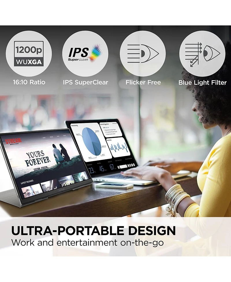 ViewSonic VG1656N 16" Ips Wuxga 60Hz Wireless Portable Usb-c Computer Monitor