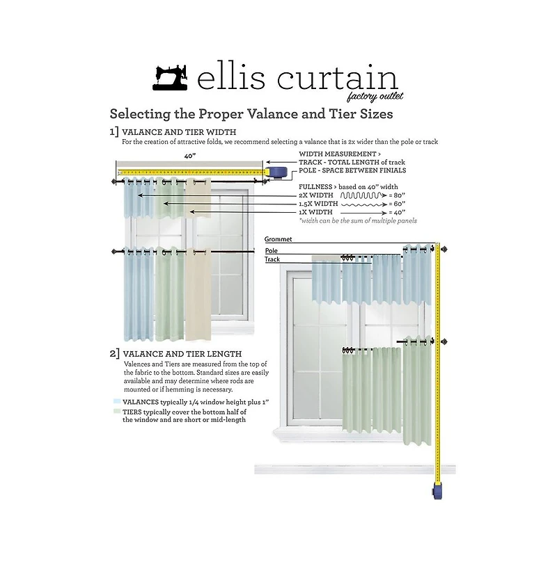 Ellis Classic Tailored Design in a Perma Press Fabric 3" Rod Pocket Lined Tapered Valance 42"x18"