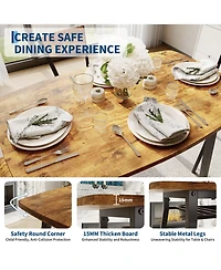 homfan 5 Piece Dining Table Set for 4, 43.3-Inch Kitchen and Chairs of 4 with Storage Rack, Mdf Square Room