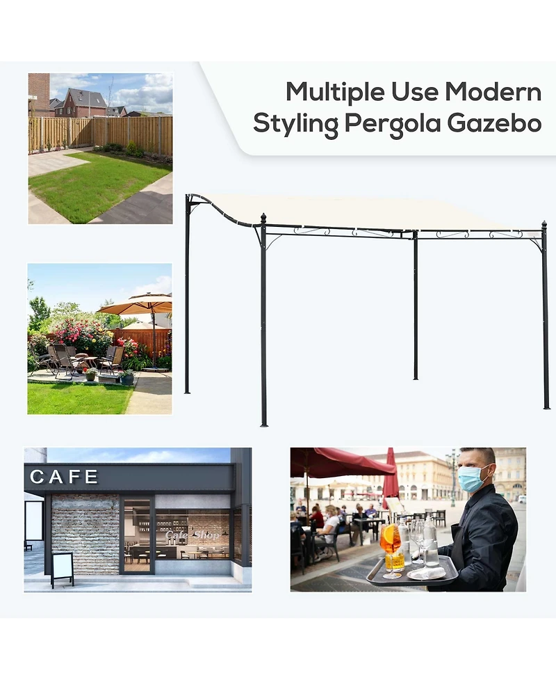 Outsunny 10' x 13' Outdoor Pergola Gazebo, Canopy w/ Drain Holes,