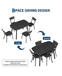 homfan 5 Dining Table Set, 43 Inch Kitchen and Chairs, Square Set with Rounded Corners