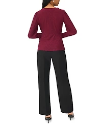 Msk Women's Faux-Wrap Long-Sleeve Top