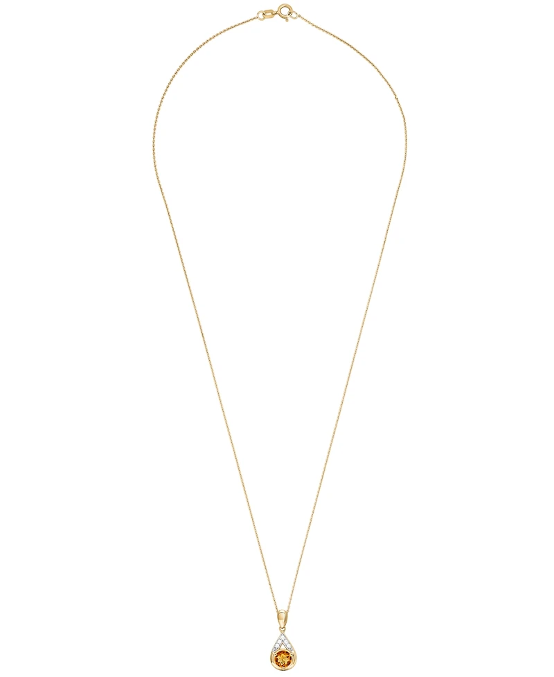 Macy's 2-Piece Citrine (7/8 ct. t.w.) Pendant Necklace & Matching Earrings Set in 14k Gold Over Sterling Silver