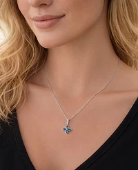 Macy's Blue Topaz (1-1/4 ct. t.w.) Flower Pendant Necklace in Sterling Silver