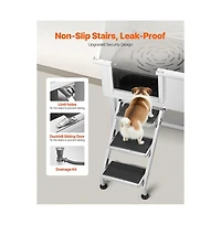 Ruie Stainless Steel Dog Washing Station with Faucet and Non-Slip Steps