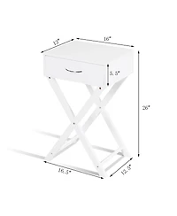 Costway Nightstand X-Shape Drawer Accent side End Table Modern Home Furniture