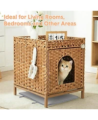 homfan Rattan Cat Litter Box Enclosure