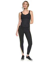 Dkny Sport Women's Built-In Shelf Bra Colorblock V-Neck Tank Top