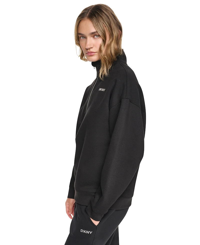 Dkny Sport Women's Metallic Bubble Logo Zipper Sweatshirt