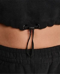 Dkny Sport Women's Textured Tape Bungee Waist Cropped Crewneck Sweatshirt