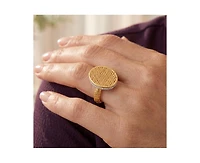 Rachel Glauber Radiant 14K Gold Plated Mesh Brilliant Cz Pave Ring