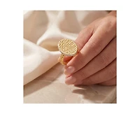 Rachel Glauber Radiant 14K Gold Plated Mesh Brilliant Cz Pave Ring