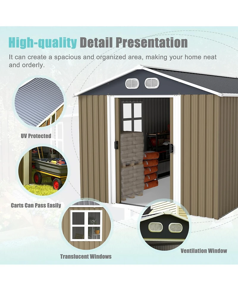 Streamdale Furniture 8x12 Feet Outdoor Metal Storage Shed With Lockable Door