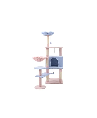 Streamdale Furniture flower cat tree with large condo removable flower cushion and hammock