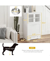 Ruie Dog Feeding Station with Two Storage Cabinets Raised Bowls and Anti Tip Kit
