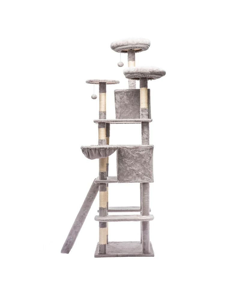 Streamdale Furniture 70.87Inch Cat Tree with 2 Condos, 3 Perches, Hammock, and Sisal Scratching Posts