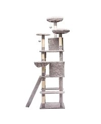 Streamdale Furniture 70.87Inch Cat Tree with 2 Condos, 3 Perches, Hammock, and Sisal Scratching Posts