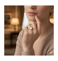 Simona Sterling Silver, Mop Clover, Beaded Outline Ring