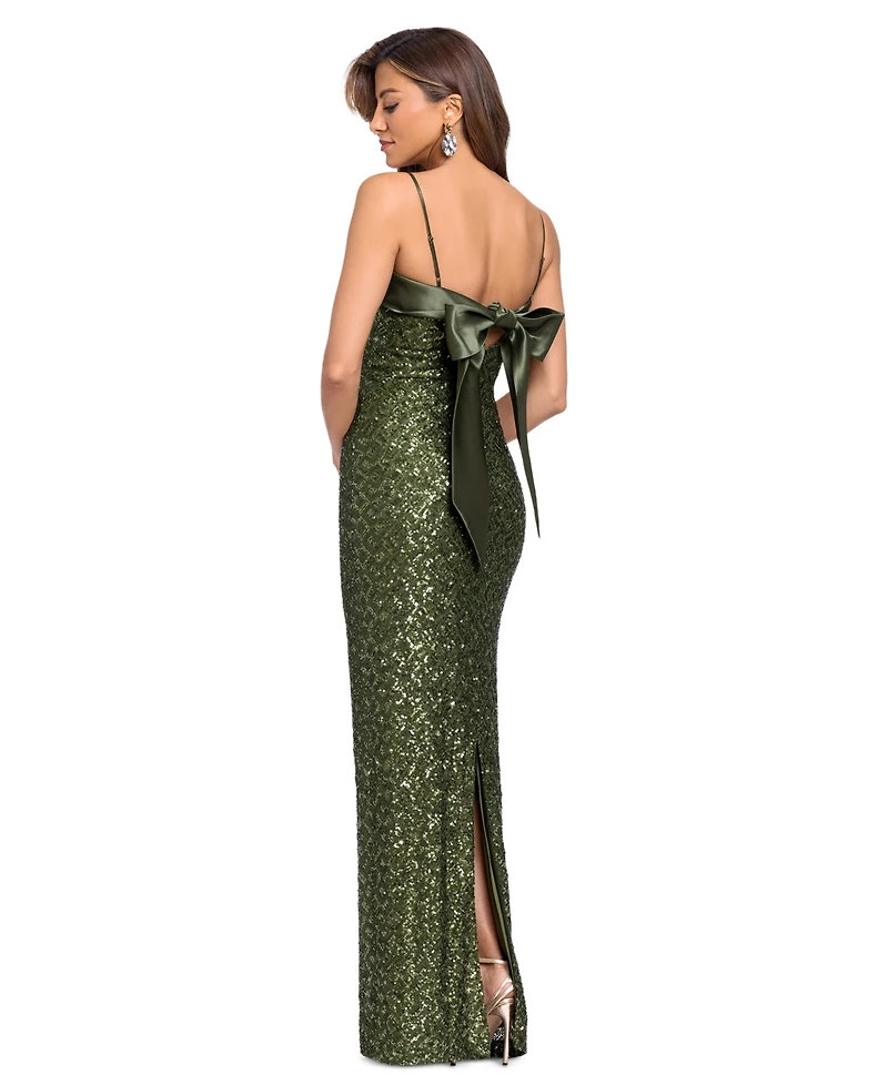 Xscape Women's Sequin Satin Combination Gown