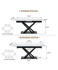Streamdale Furniture Modern Dining Table with Marble Top and Metal X-Frame Legs