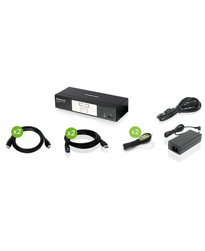 Iogear 2-Port 4K DisplayPort Kvmp Switch with Hdmi Connection and Usb 3.0 Hub and Audio