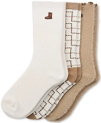 Ugg Classic Crew Embroidered, Plaid & Fuzzy Ruffle-Edge Sock Set, 3-Piece