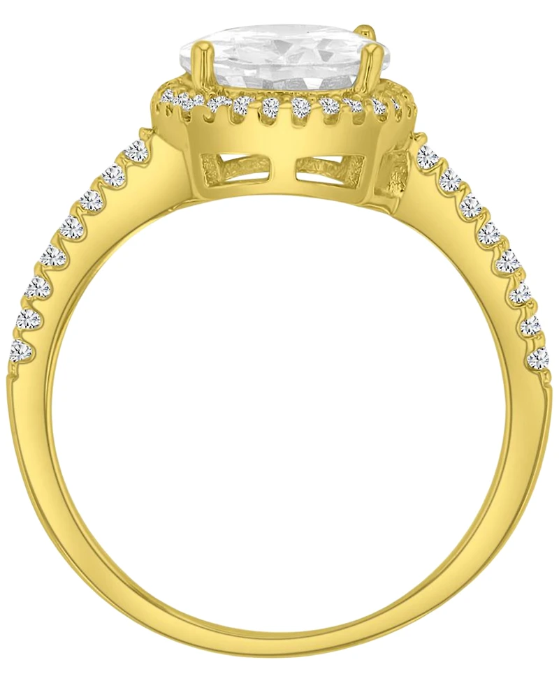 Macy's 14k Gold-Plated Oval Classic Halo Bridal Ring
