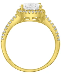 Macy's 14k Gold-Plated Oval Classic Halo Bridal Ring