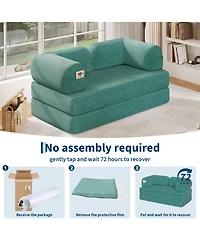 4-in-1 Convertible Folding Sofa Bed, Corduroy Floor Sofa Bed, Frame-Free Floor Lounger with Foam Backrest-Perfect for the Living Room and Bedroom