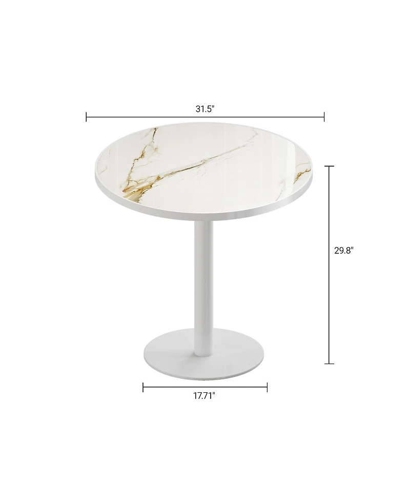 Streamdale Furniture 31.5" Modern Round Tulip Bistro Table with Faux Marble Top