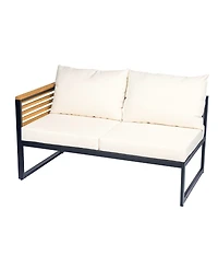 Streamdale Furniture Outdoor 4pc Acacia Wood and Metal Patio Sofa Corner Set