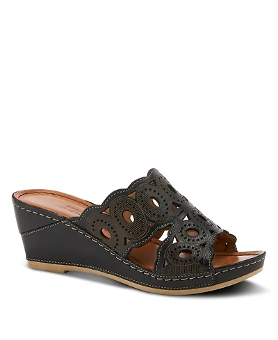 Spring Step Women's Leather Wedge Sandal with Comfort Insole