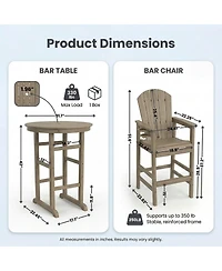 Streamdale 3-Piece Antique Wood Hdpe Indoor/Outdoor Bar Height Bistro Set