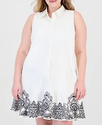 On 34th Plus A-Line Side-Pocket Embroidered Dress, Macy's Exclusive