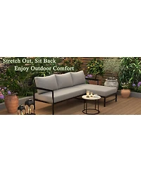 Streamdale Furniture L-Shaped Outdoor Iron Patio Sofa with Weather-Resistant Cushions
