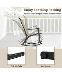 Slickblue Rocking Bistro Set Heavy Duty Chairs with High Back and Wpc Table