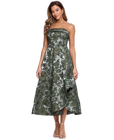 Xscape Petite Strapless Metallic Brocade A-Line Midi Dress