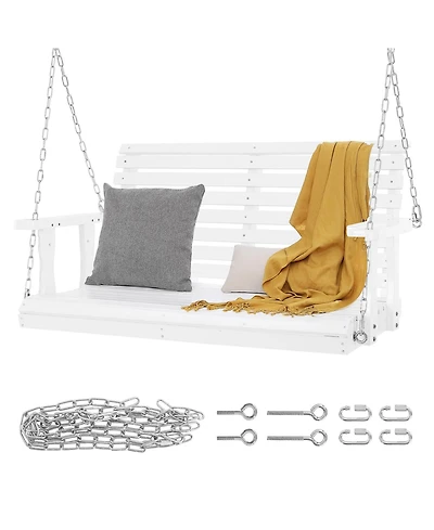 Vevor Porch Swing Bench Wooden Hanging Outdoor Garden Patio Courtyard