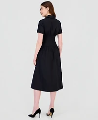 Anne Klein Women's Pleated-Waist Midi Shirt Dress