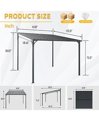 Streamdale Furniture 10' x 10' Galvanized Steel Hardtop Wall-Mounted Pergola Gazebo