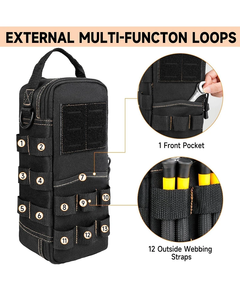 Xdovet Heavy Duty Tool Bag Carabiner Pouch Portable Utility Organizer Shoulder Electricians