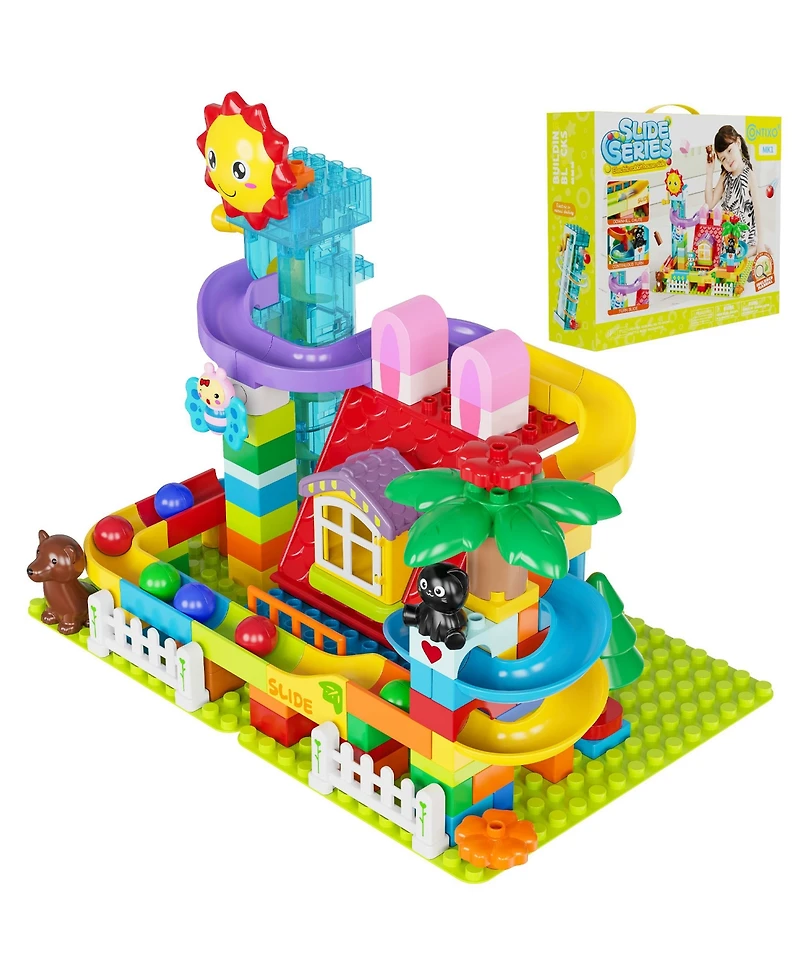Contixo MK1 Marble Track Building Set, 118-Piece Stem Toy with Elevator Lift, Rabbit House Scene and Multi-Lane Marble Run, Ages 3+