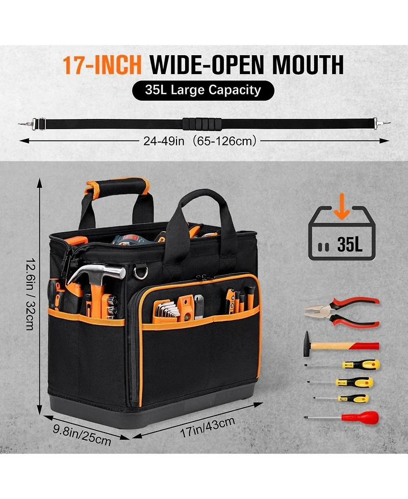 Xdovet Electrician Tool Bag 26 Pockets Hard Bottom Waterproof