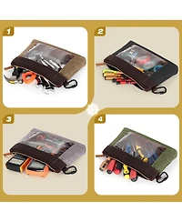 Xdovet Tool Pouch With Carabiner Canvas Window 4 Pack