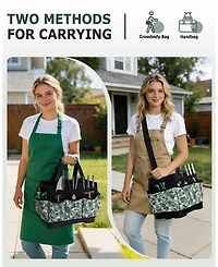 Xdovet Garden Tool Bag Hard Bottom Tote Shoulder Pockets