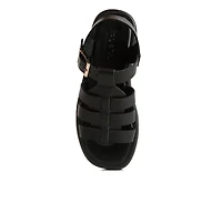 Dacosta Womens Genuine Leather Gladiator Flatform Sandals in Black
